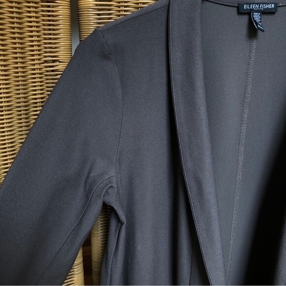 Eileen Fisher Blazer Womens Medium Petite Gray Jacket Open Front Viscose Blend - Picture 3 of 11